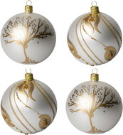 KOULIER Christmas ornaments - balls, glass, white/gold, 4 pcs - Christmas Ornaments