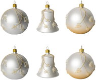 KOULIER Christmas decorations - balls with bells, glass, white/gold, 6 pcs - Christmas Ornaments