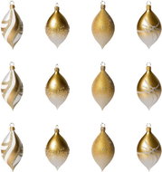 KOULIER Skleněné olivy bílozlaté 12 ks - Christmas Ornaments