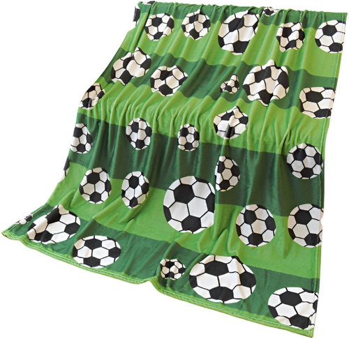 Excellent Micro plush warm blanket, green, 150 × 200 cm, footballs - Blanket - Main image
