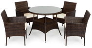 Build & Trade & Innovative Rattan garden furniture set, 4 chairs and table with glass top - Garden Furniture