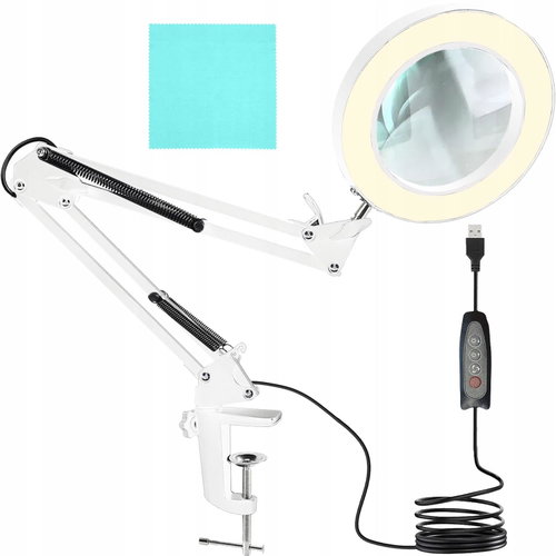 Izoxis 23894 Multifunction lamp with magnifier 32 LED, USB, white - Table Lamp - Main image