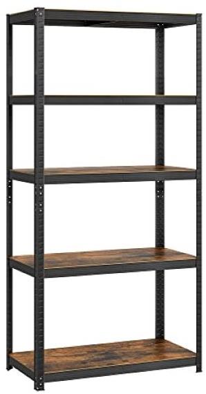 Songmics polc, 5 polc, ipari, 180 × 90 × 40 cm, barna-fekete