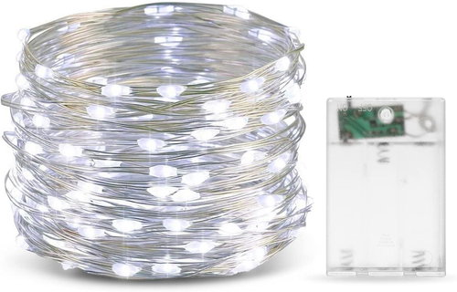 Aca Lighting LED decorative silver garland, warm white, 2× AA batteries, 120 cm, IP20 - Light Chain - Main image