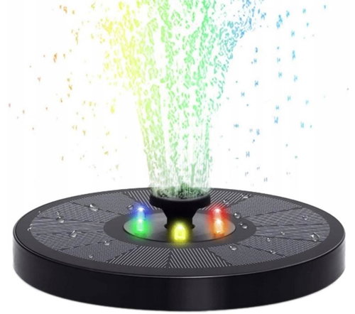 APT Solar fountain with RGB LED lighting, black - Garden Fountain - Main image