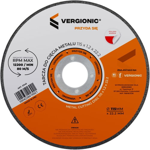 Vergionic 0346 Metal Cutting Wheel 115 mm, 5 pcs - Cutting Disc - Main image