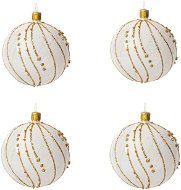 Koulier bílozlaté skleněné koule s esy, 4 ks - Vánoční ozdoby