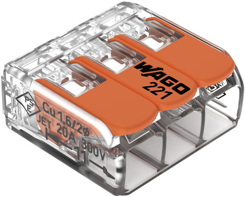 Ideal Box Clamps Wago 221-413 3×4 with lever 50 pcs - Screw Terminal - Main image