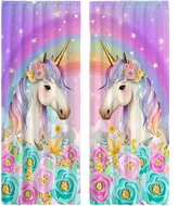 EXCELLENT Finished girls curtains 130 × 210 cm - Unicorn in flowers - Drape