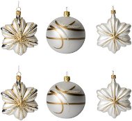 Gulier Bielozlaté sklenené gule a hviezdy 6 ks - Vianočné ozdoby