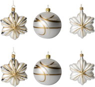 KOULIER Christmas ornaments - balls and stars, glass, white/gold, 6 pcs - Christmas Ornaments