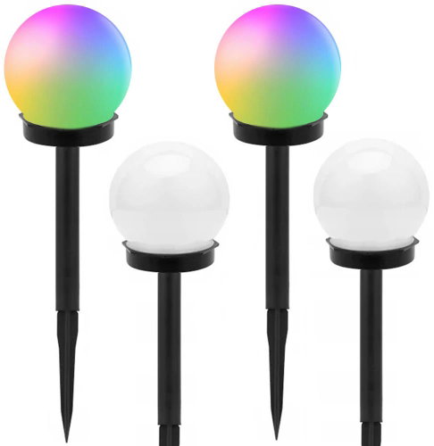 Verk 12284 Garden solar lamp ball RGB, 10 cm, IP65, 4 pcs - Garden Lighting - Main image