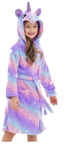 Excellent Cute plush bathrobe purple, size 104, Unicorn - Bathrobe - Main image
