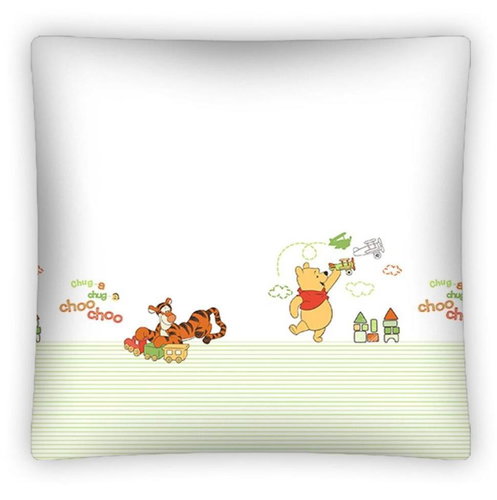 Detexpol Baby pillowcase 40 × 40 Winnie the Pooh playing with toys, green, stripes 07 - Pillowcase - Main image