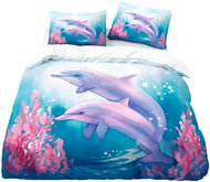 Excellent 3-piece bedding set 135 × 200 cm - Dolphins with corals - Children's Bedding