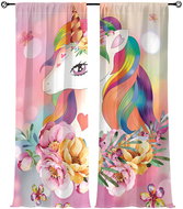 Excellent Finished children's curtains 75 × 166 cm - Unicorn rainbow mane - Drape
