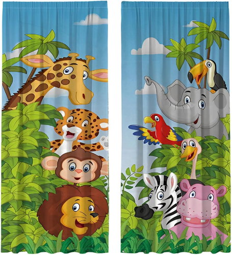 Excellent Finished children's curtains ZOO 75 × 166 cm - Safari - Drape - Main image
