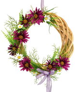 DOMMIO Proutěný věneček s kopretinami, fialový 25 cm - Decoration