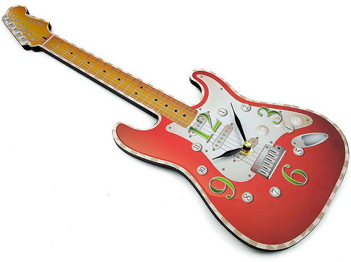 Excellent Nástěnné hodiny ve tvaru el. kytary – červené - Wall Clock - Main image