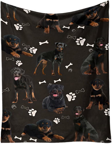 Excellent Micro plush warm blanket dark 130 × 150 cm Rottweiler - Blanket - Main image