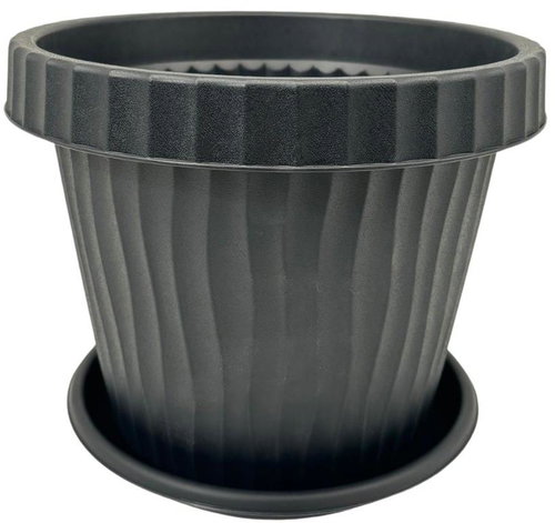 BAMA Flowerpot with bowl ONDA, black, 25 and 20 cm, set - Flower Pot - Main image