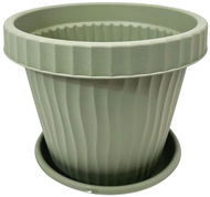 BAMA Květináč s miskou ONDA, zelený, 25 a 20 cm, set - Květináč