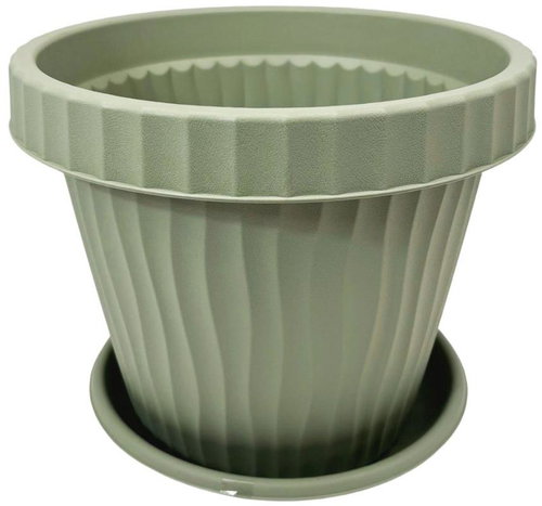 BAMA Flowerpot with bowl ONDA, green, 30 and 24 cm, set - Flower Pot - Main image