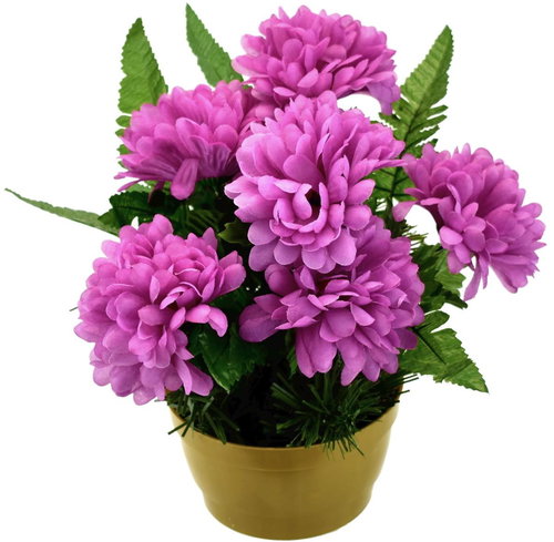 DOMMIO Soul dish with purple chrysanthemums and ferns 23 × 22 cm - Decoration - Main image