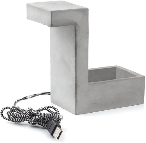 Excellent Concrete LED table lamp with pot - USB Light - Main image