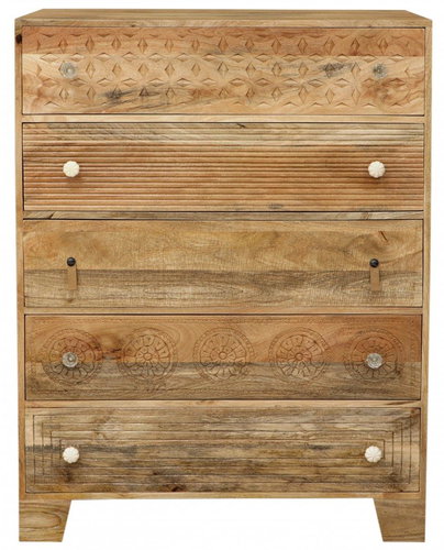 Lakshmi Manu chest of drawers 90 × 120 × 45 cm in mango wood - Chest of Drawers - Main image