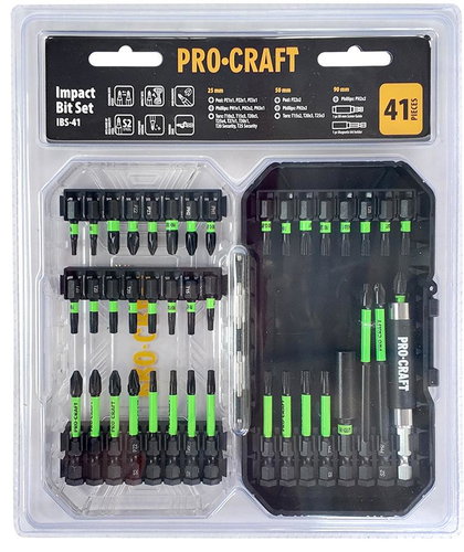 Procraft Sada rázových bitů IBS-41, vhodné pro rázové utahováky, S2, 41 ks - Bit Set - Main image