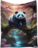 Excellent Micro plush warm blanket 150 × 200 cm - Panda at the waterfalls - Blanket