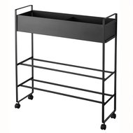 YAMAZAKI Mobile children's shoe rack with storage basket Tower 5279, black - Shoe Rack