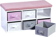 KESPER Bench with storage boxes for toys pink, white 68 × 30 × 31 cm - Storage Box