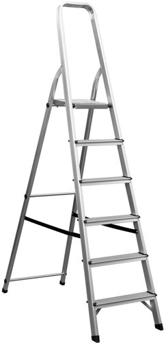PROCRAFT Aluminium single-sided staircase PLA2.128, 150 kg, 6 rungs - Stepladder - Main image
