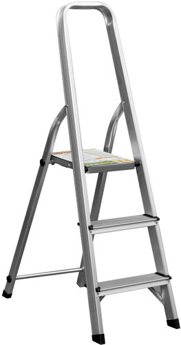 PROCRAFT Aluminium single-sided slides PLA2.62, 150 kg, 3 rungs - Stepladder - Main image