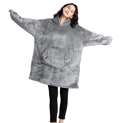 LEVENTI TV hoodie / blanket with hood grey - Wearable Blanket - Main image