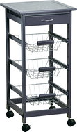 KESPER Mobile kitchen shelf with glass work surface 36 × 36 × 77 cm, grey - Shelving Unit