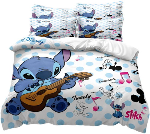 Disney 3-piece bedding set 135 × 200 cm - Stitch with guitar - Bed Linen - Main image