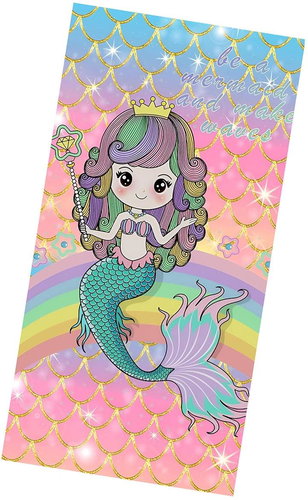 Excellent Super Wings Beach Towel 70 × 140cm - Sea Princess with Rainbow - Children's Bath Towel - Main image
