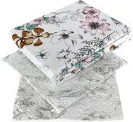 Bedspread 220 × 240 + 2×40 × 40 cm - Tavira flowers on white - Bed Cover