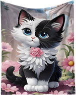 Excellent Micro plush warm blanket 150 × 200 cm - Black and white kitten - Blanket
