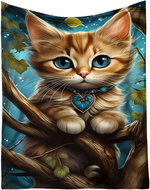 Excellent Microplush warm blanket 150 × 200 cm - Rusty kitten on a tree - Blanket