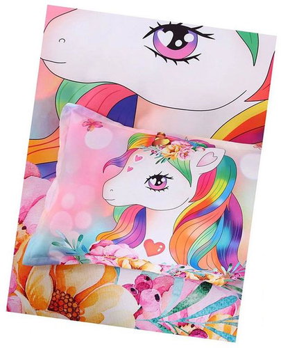 Excellent 3-piece bedding set 135 × 200 cm - Unicorn / Rainbow mane - Bed Linen - Main image
