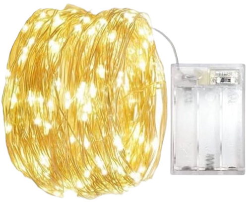 Battery operated Christmas micro chain 5 m 50 LEDs with timer, warm white - Light Chain - Main image