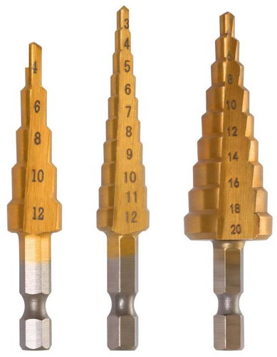 Alum Sada stupňovitých kuželových vrtáků HSS 3-20 mm, 3 ks - Drill Set - Main image