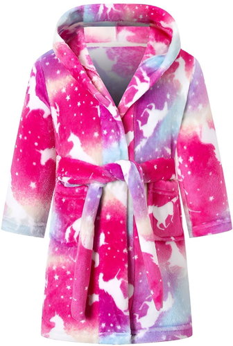 Excellent Warm plush bathrobe pink galaxy size 116 - Unicorns - Bathrobe - Main image