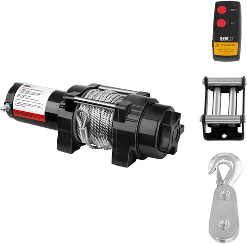 MSW Remote controlled off-road winch 15,5 m towing rope 1590 kg + 4 T pulley - Reel - Main image
