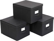 Houseland 3 storage boxes with lid Trox black - Storage Box