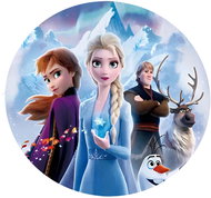 DISNEY Kruhový koberec Frozen 120 cm - Sestry, Olaf i Sven - Koberec